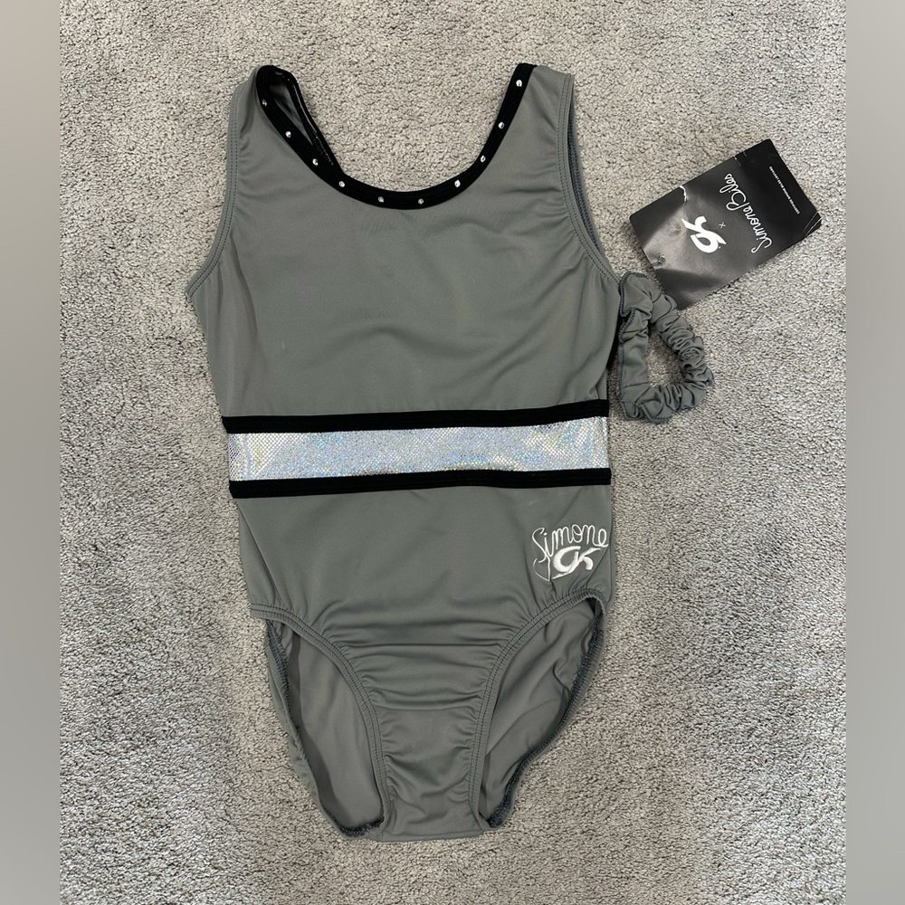 GK Gray Leotard with Sparkling Accents